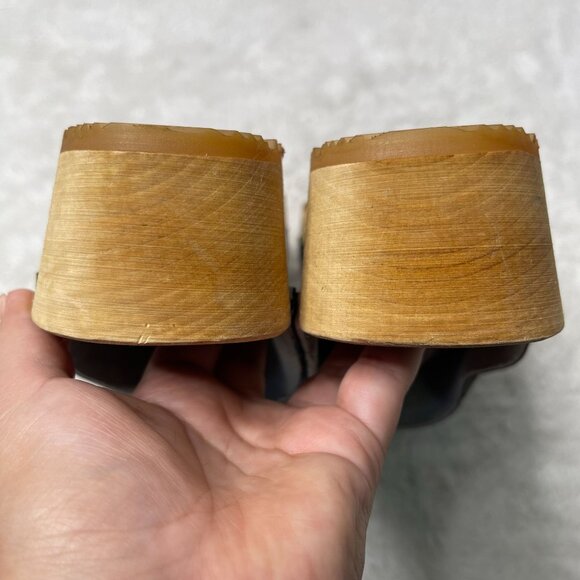 HOOF Women's Black Chloé Apache Leather Slip On Clog Round Toe Shoes Size 41 - Picture 7 of 10